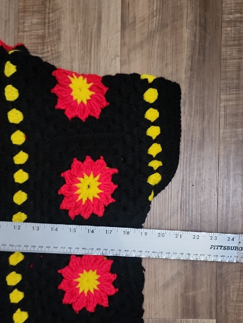 Handmade Crochet Granny Square Floral Vest Boho Hippie - Picture 6 of 7